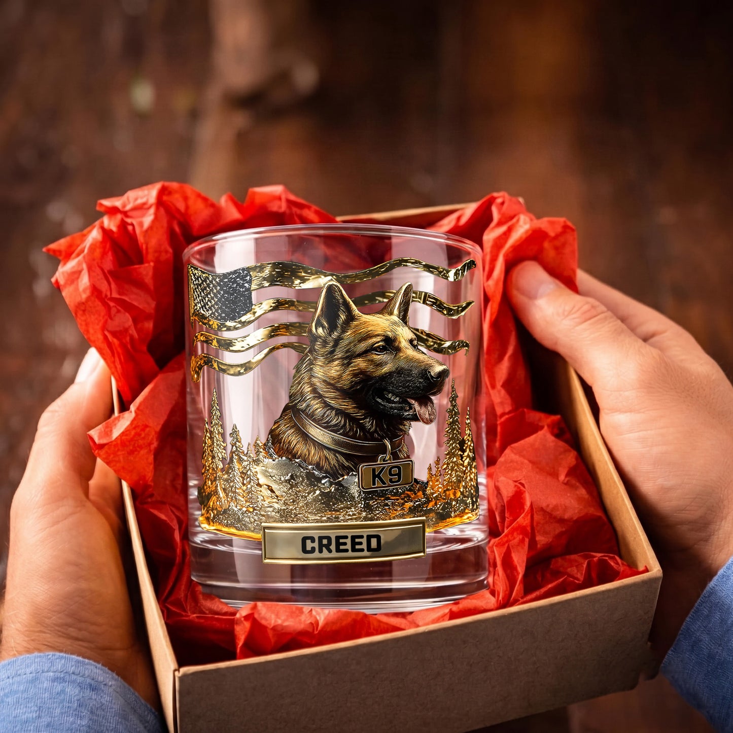 Personalized German Shepherd Whiskey Glass - Custom Dog Lover Gift
