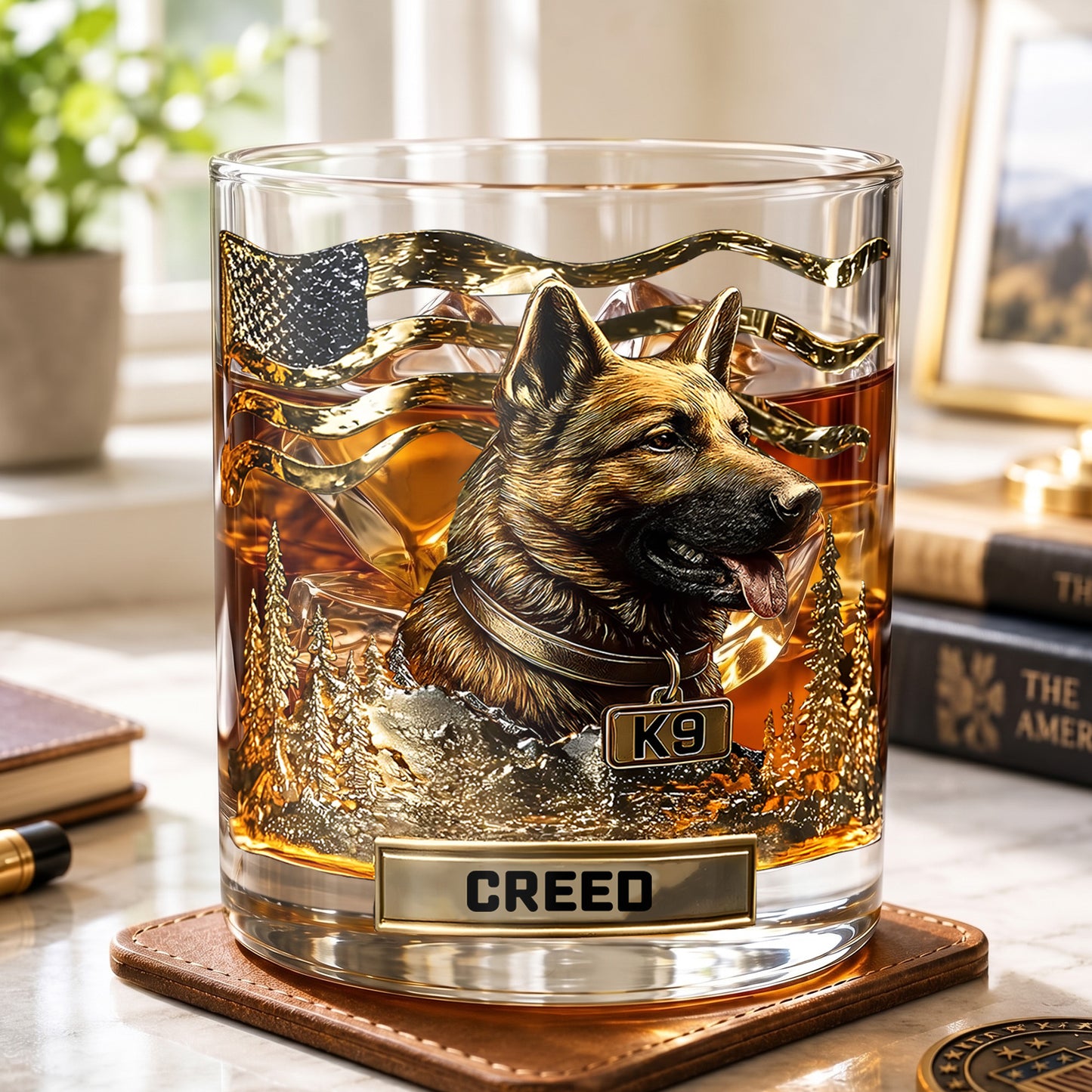 Personalized German Shepherd Whiskey Glass - Custom Dog Lover Gift
