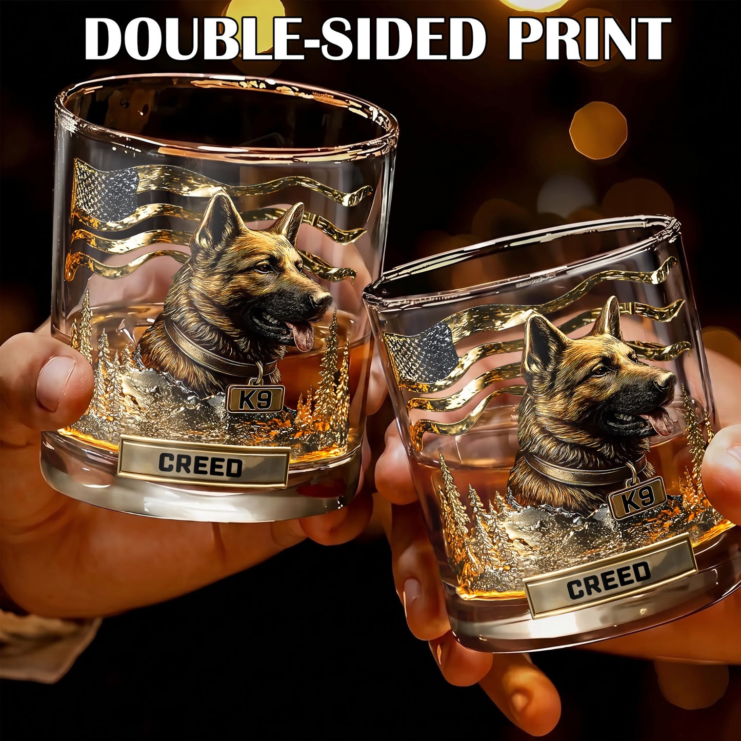 Personalized German Shepherd Whiskey Glass - Custom Dog Lover Gift