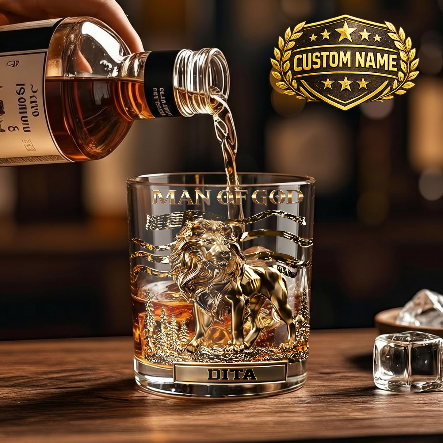 Personalized Man of God Whiskey Glass - Custom Christian Gift