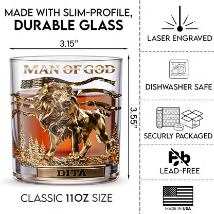 Personalized Man of God Whiskey Glass - Custom Christian Gift