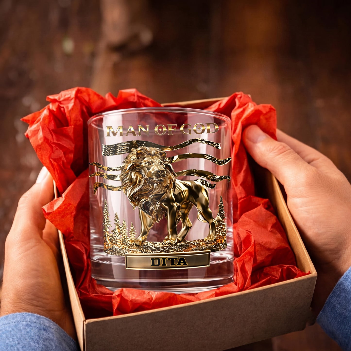 Personalized Man of God Whiskey Glass - Custom Christian Gift