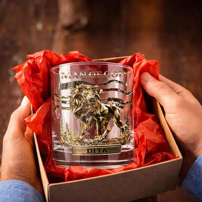 Personalized Man of God Whiskey Glass - Custom Christian Gift