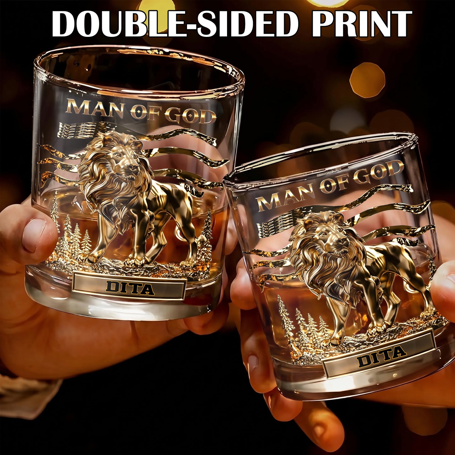 Personalized Man of God Whiskey Glass - Custom Christian Gift