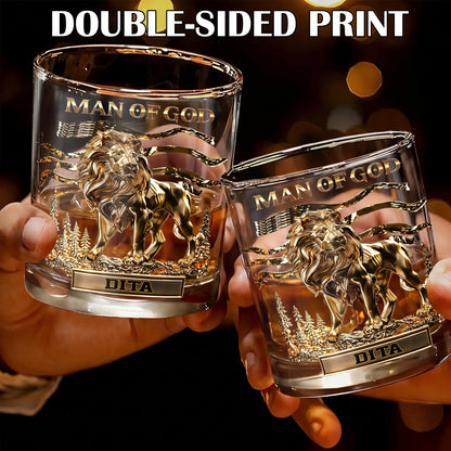 Personalized Man of God Whiskey Glass - Custom Christian Gift