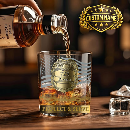 Personalized Police Officer Whiskey Glass - Custom Law Enforcement Gift
