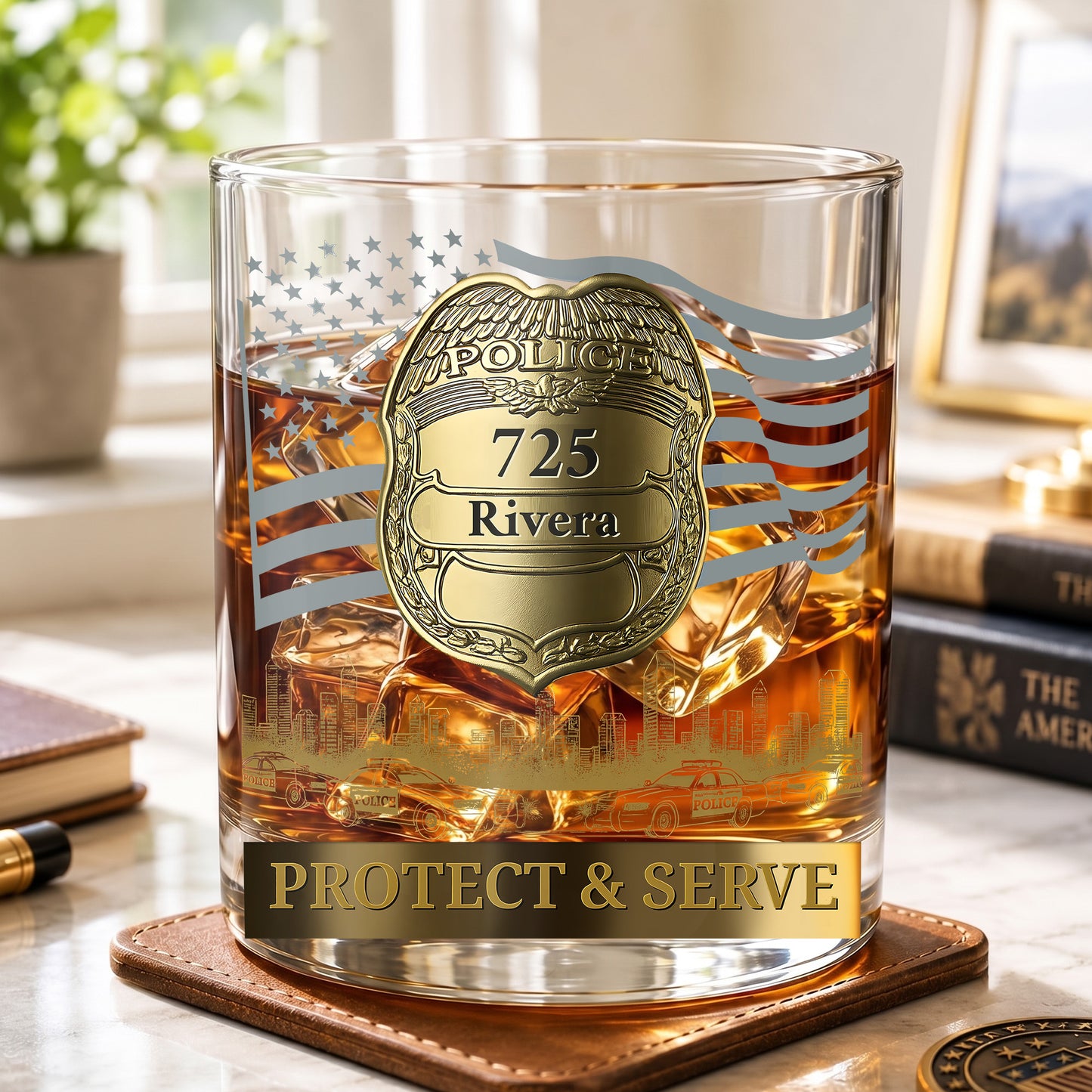 Personalized Police Officer Whiskey Glass - Custom Law Enforcement Gift