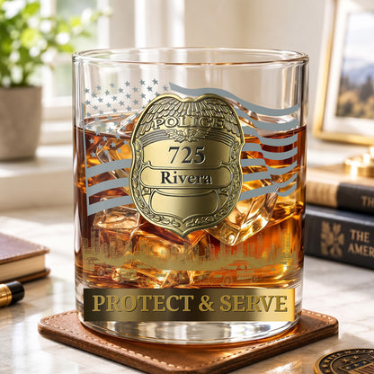 Personalized Police Officer Whiskey Glass - Custom Law Enforcement Gift