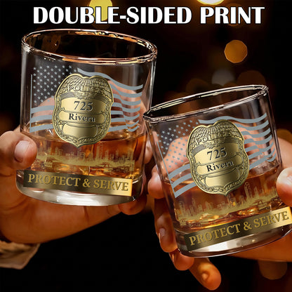 Personalized Police Officer Whiskey Glass - Custom Law Enforcement Gift