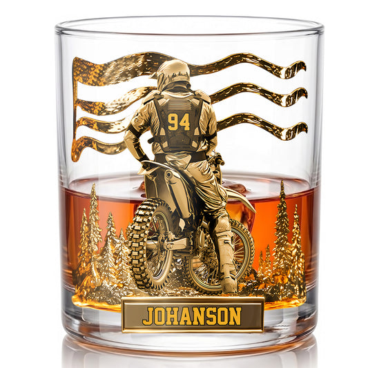 Personalized Motocross Whiskey Glass - Custom Dirt Bike Gift