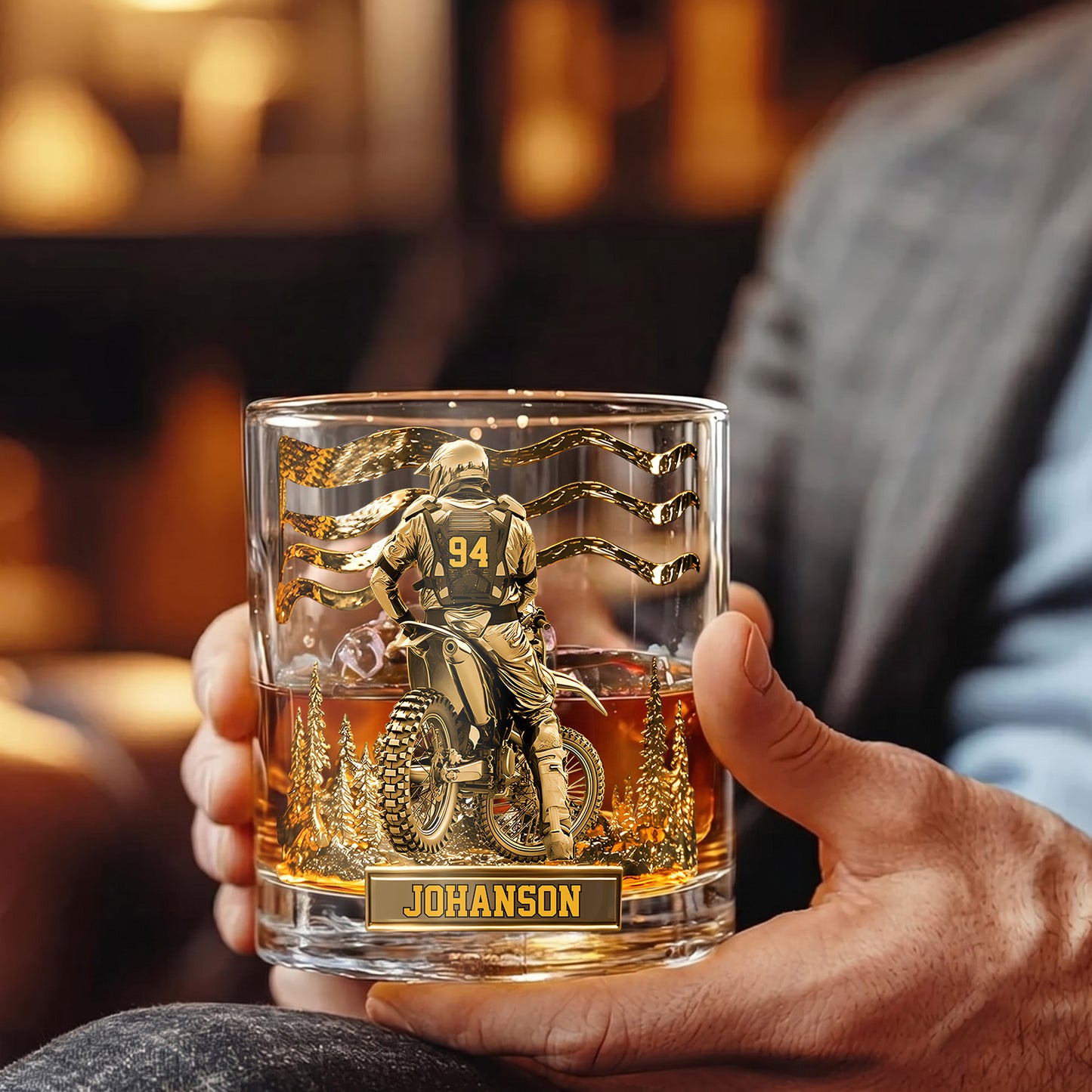 Personalized Motocross Whiskey Glass - Custom Dirt Bike Gift