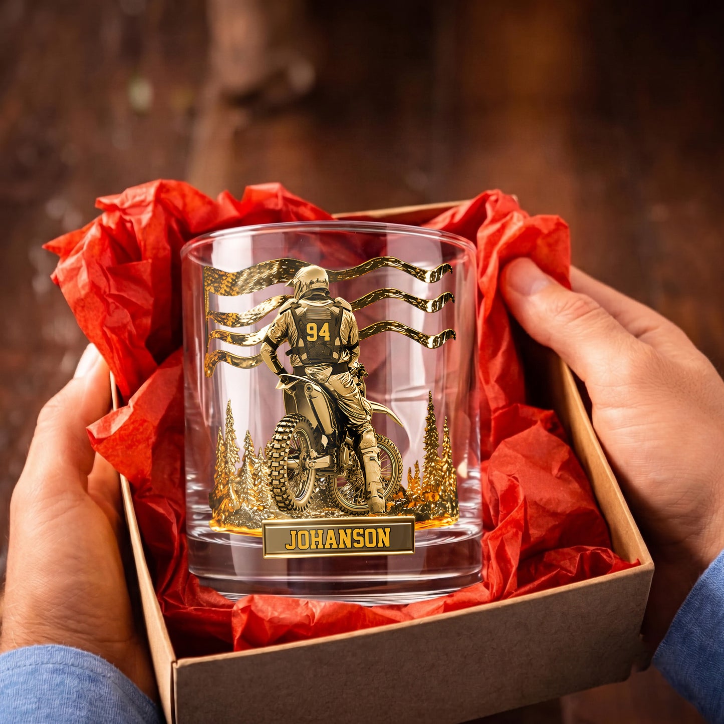 Personalized Motocross Whiskey Glass - Custom Dirt Bike Gift
