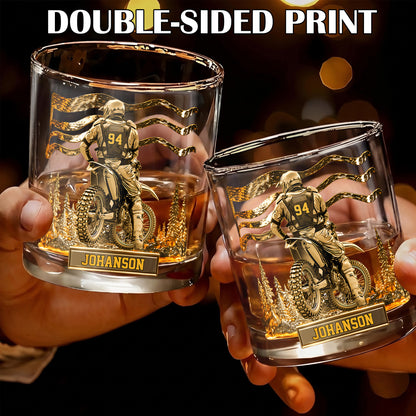 Personalized Motocross Whiskey Glass - Custom Dirt Bike Gift