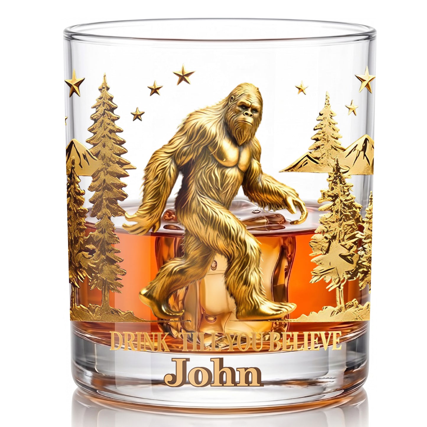 Personalized Bigfoot Whiskey Glass - Custom Sasquatch Gift