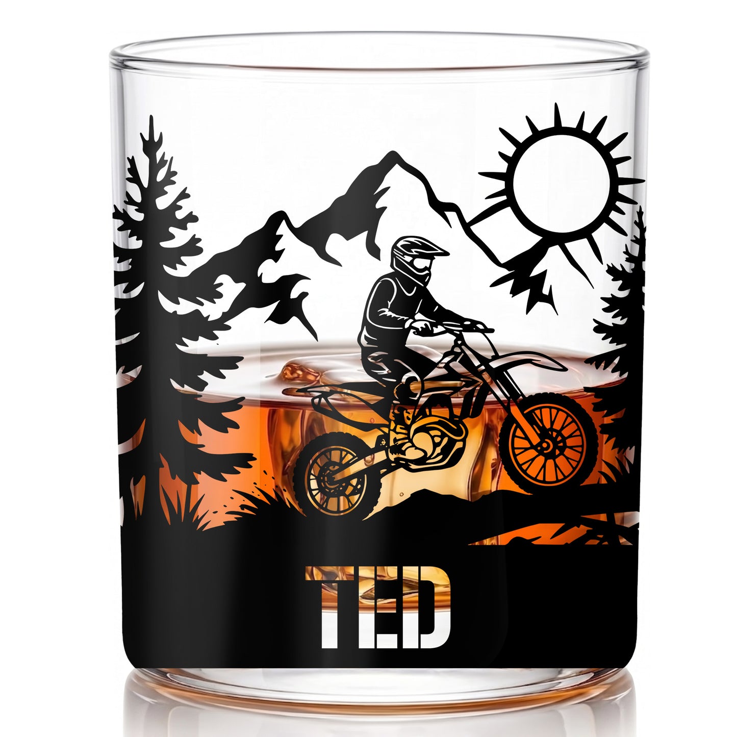 Personalized Motocross Whiskey Glass - Custom Dirt Bike Gift