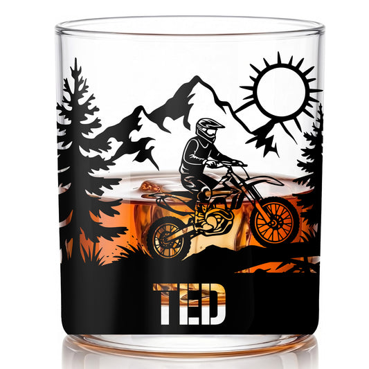 Personalized Motocross Whiskey Glass - Custom Dirt Bike Gift