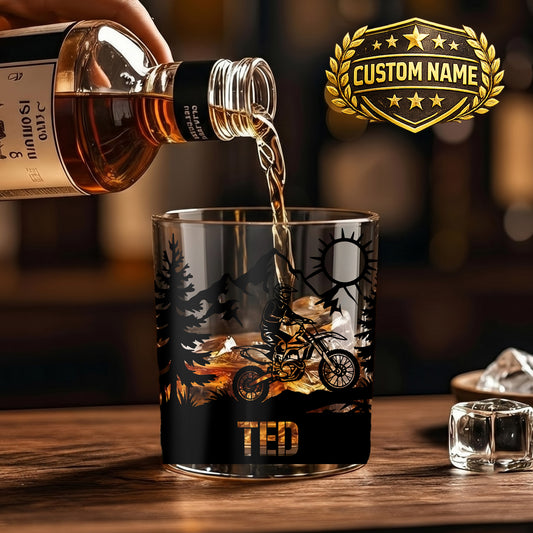 Personalized Motocross Whiskey Glass - Custom Dirt Bike Gift
