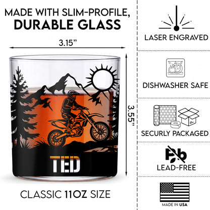Personalized Motocross Whiskey Glass - Custom Dirt Bike Gift
