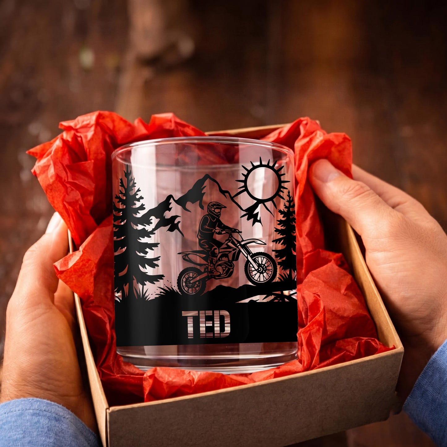 Personalized Motocross Whiskey Glass - Custom Dirt Bike Gift