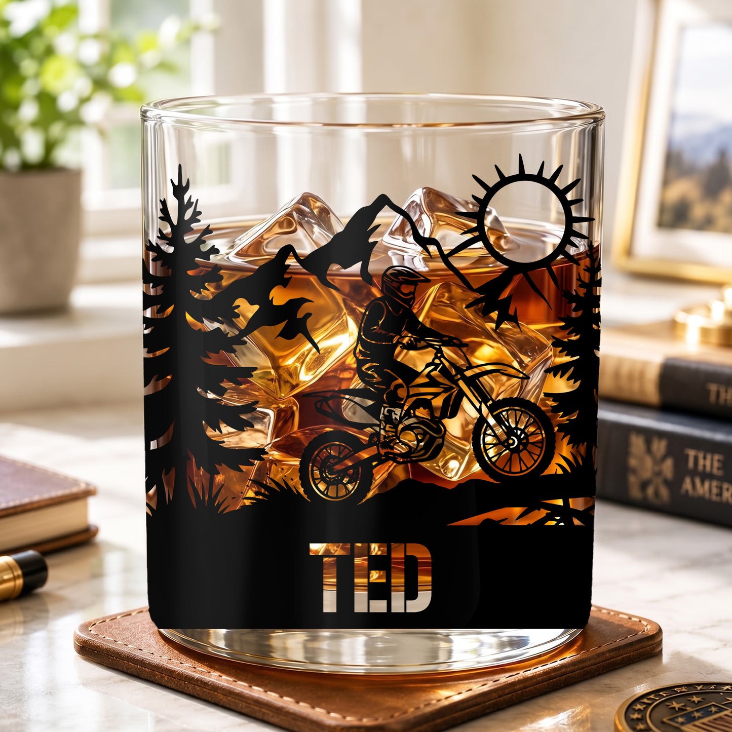 Personalized Motocross Whiskey Glass - Custom Dirt Bike Gift