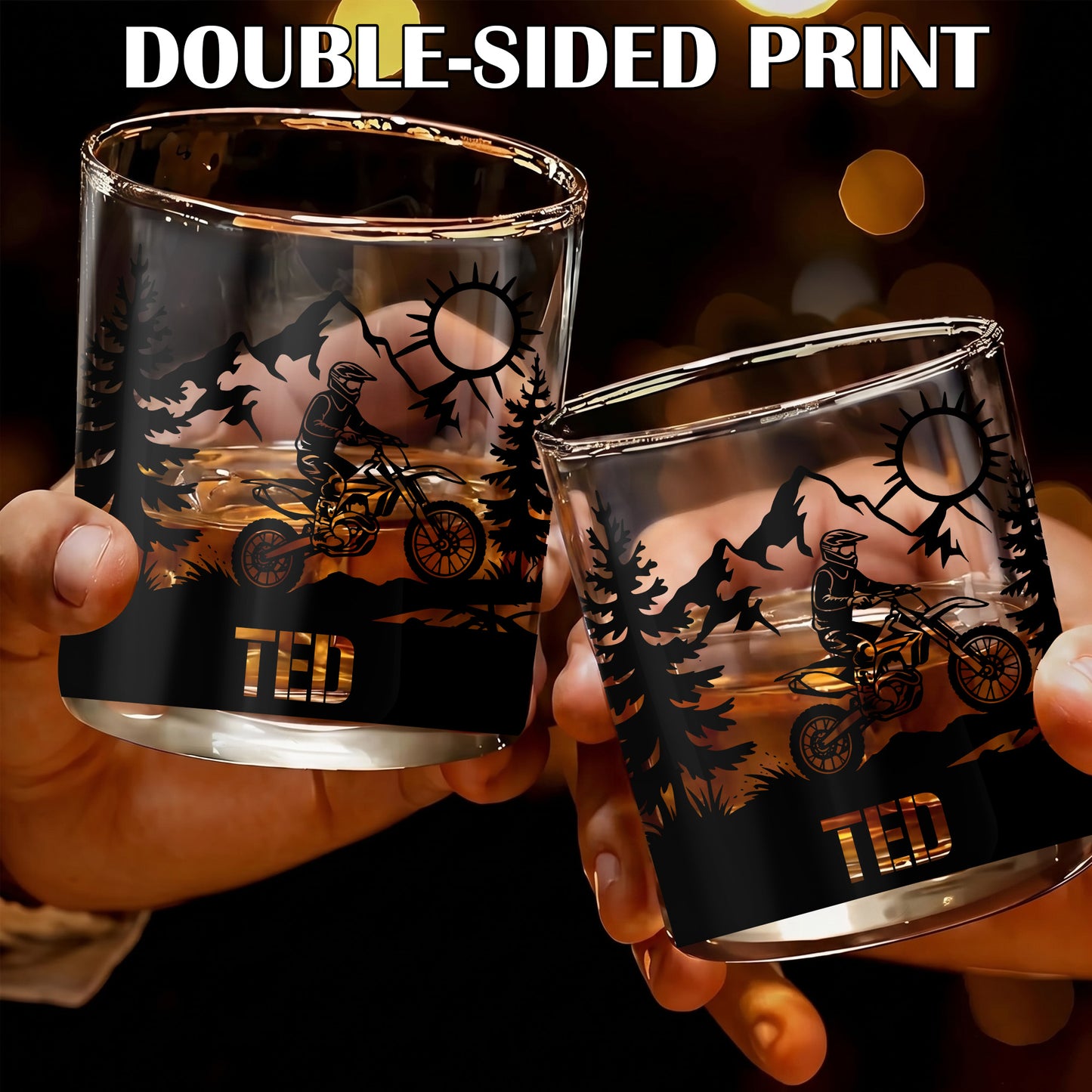 Personalized Motocross Whiskey Glass - Custom Dirt Bike Gift