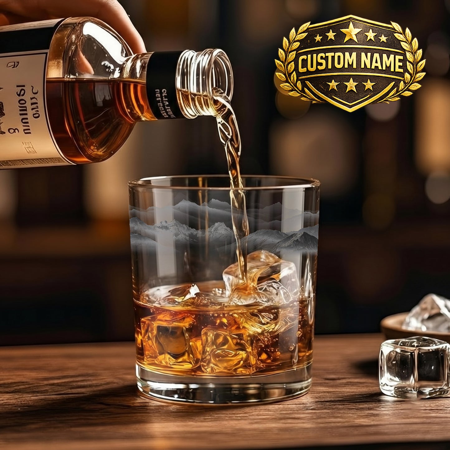 Mountain Landscape Whiskey Glass - Scenic Nature Barware Gift