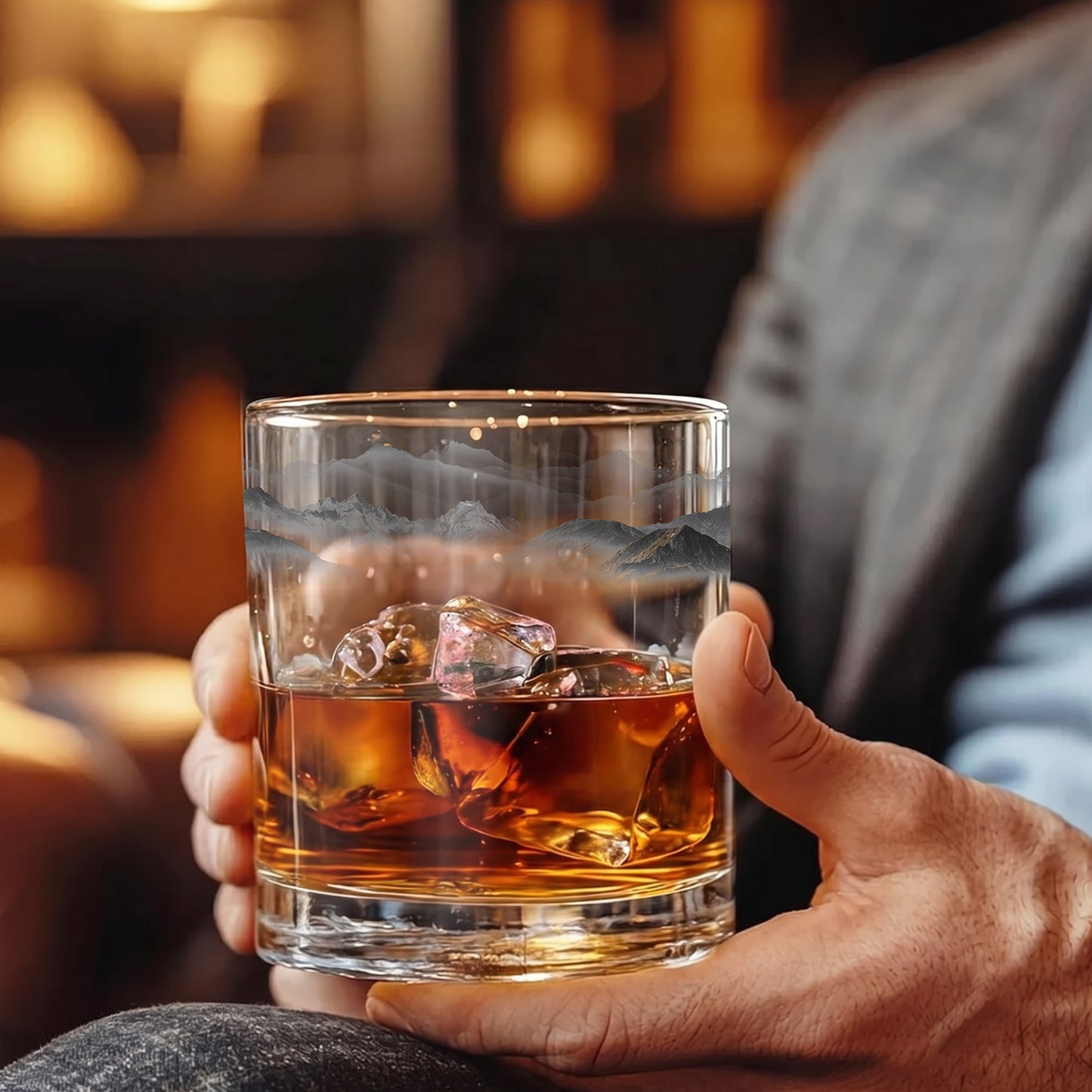 Mountain Landscape Whiskey Glass - Scenic Nature Barware Gift