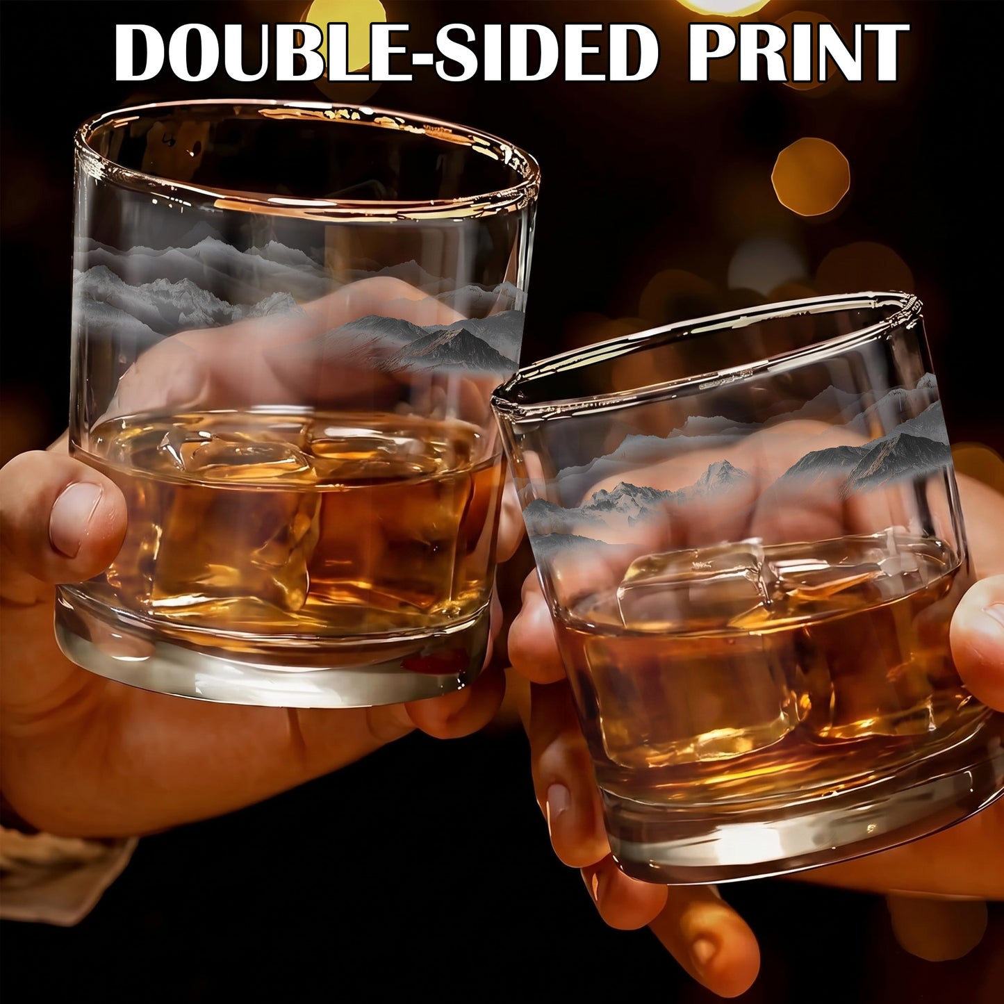 Mountain Landscape Whiskey Glass - Scenic Nature Barware Gift