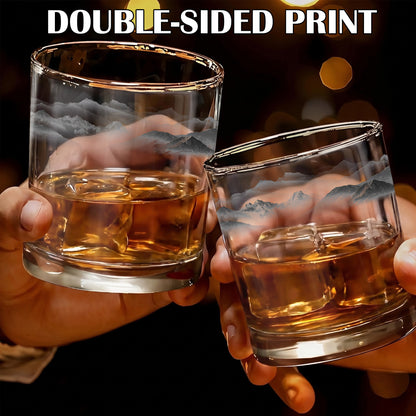 Mountain Landscape Whiskey Glass - Scenic Nature Barware Gift