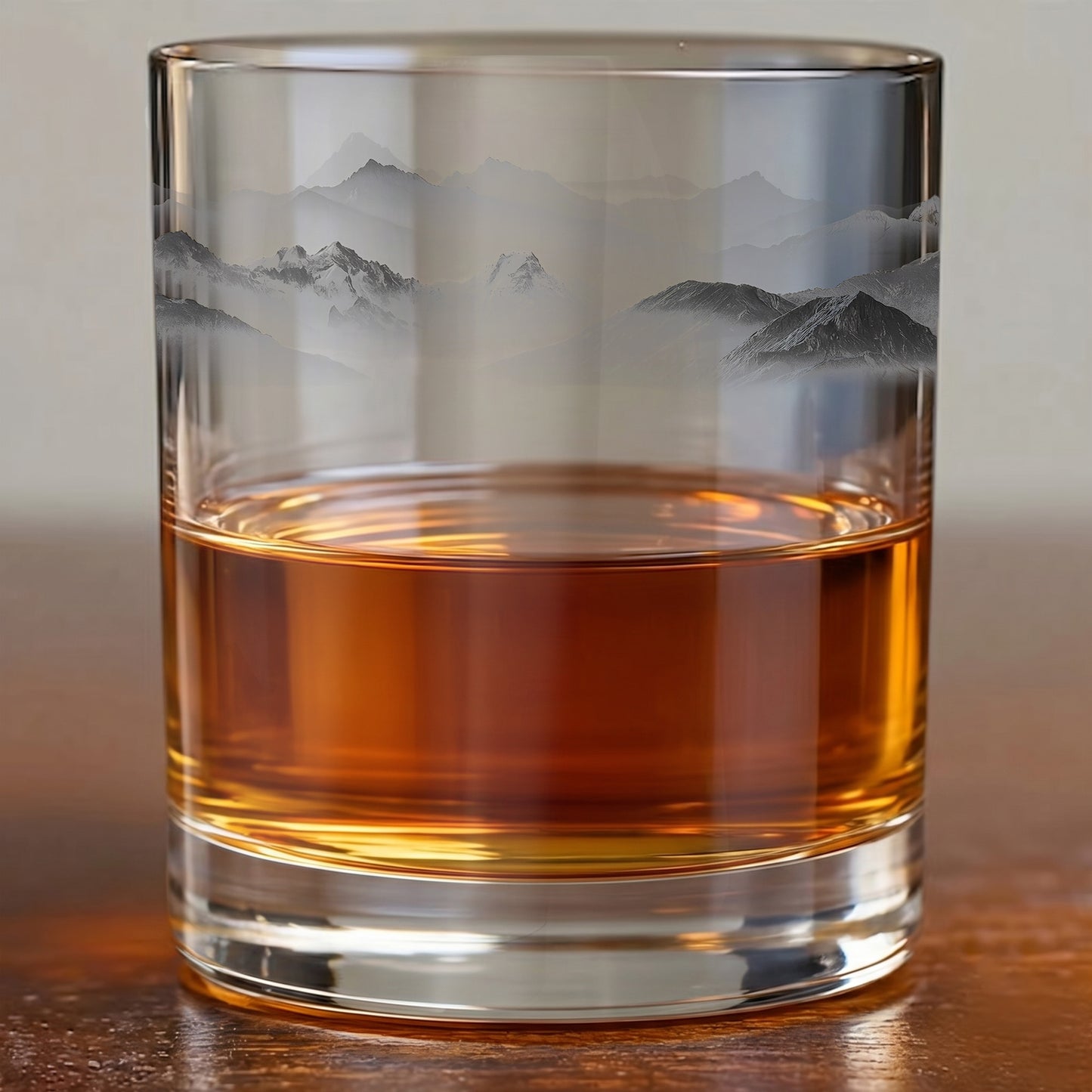 Mountain Landscape Whiskey Glass - Scenic Nature Barware Gift