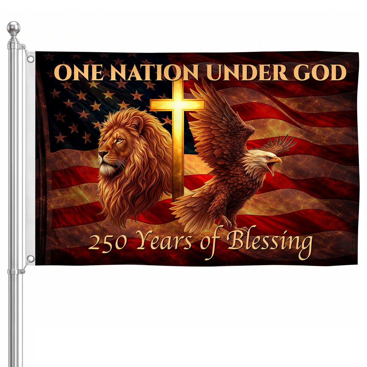 250 Years of Blessing Flag | Lion, Cross & Eagle Patriotic Flags