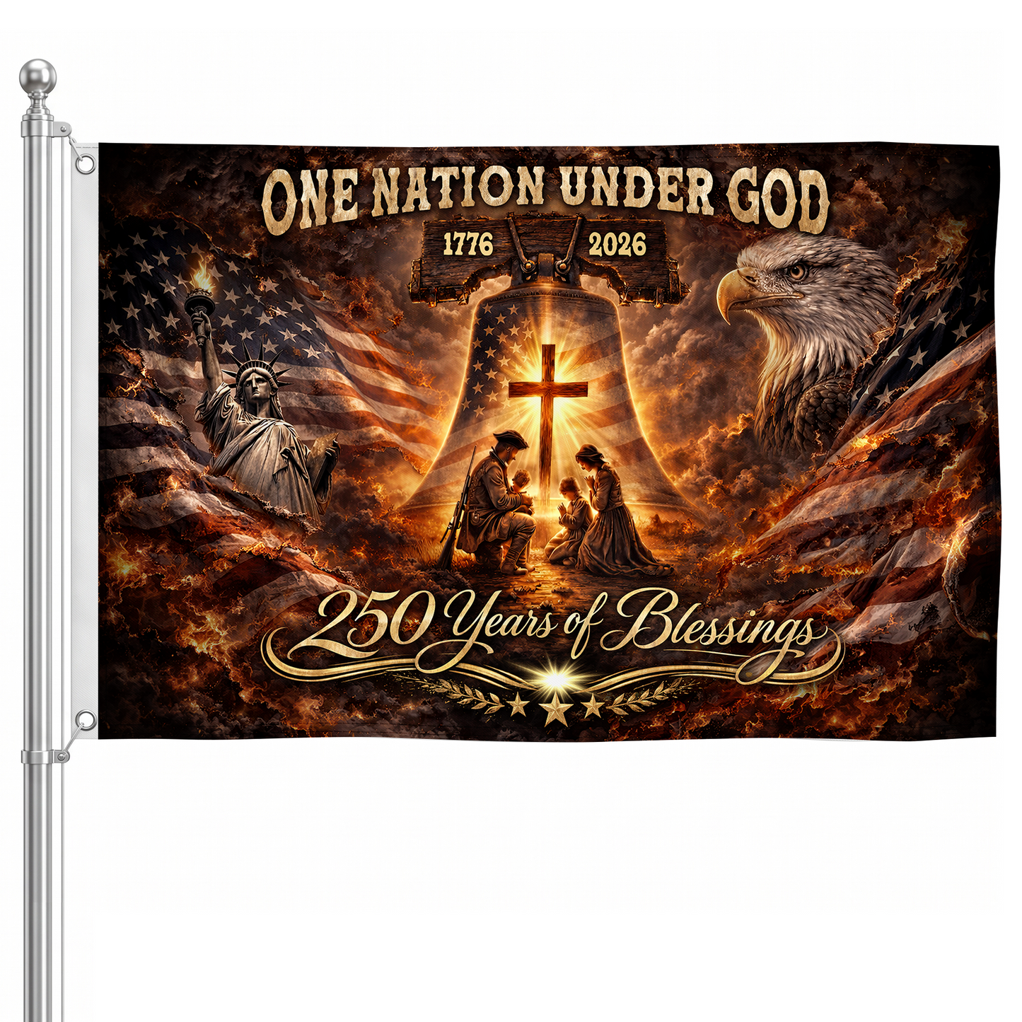 One Nation Under God Flag | 250 Years of Blessings Christian Flags