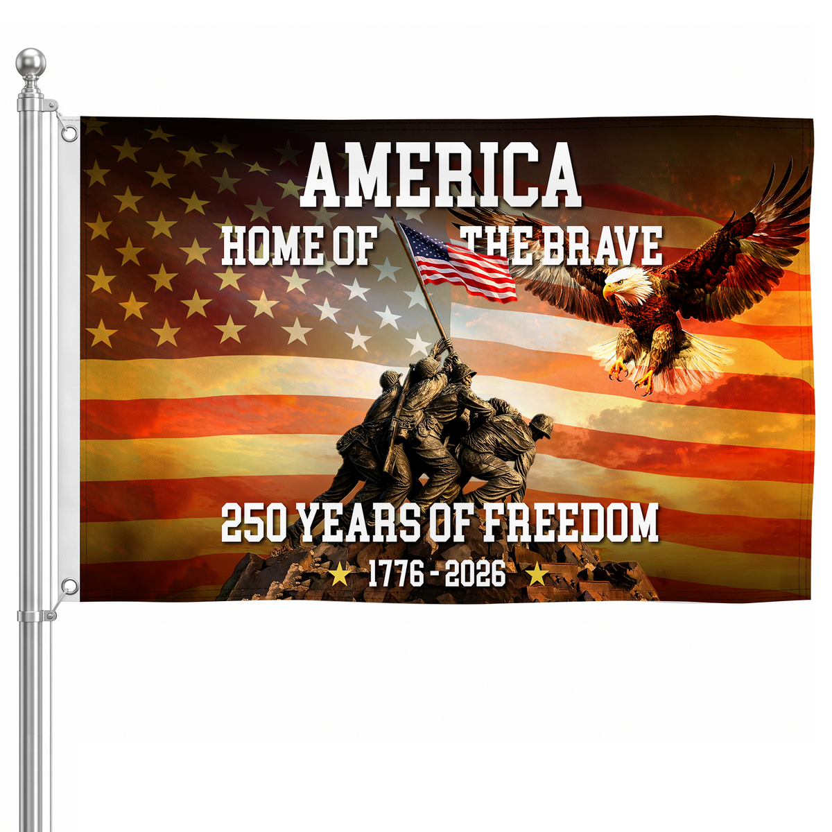 America Home of the Brave Flag | 250 Years of Freedom Military Flags