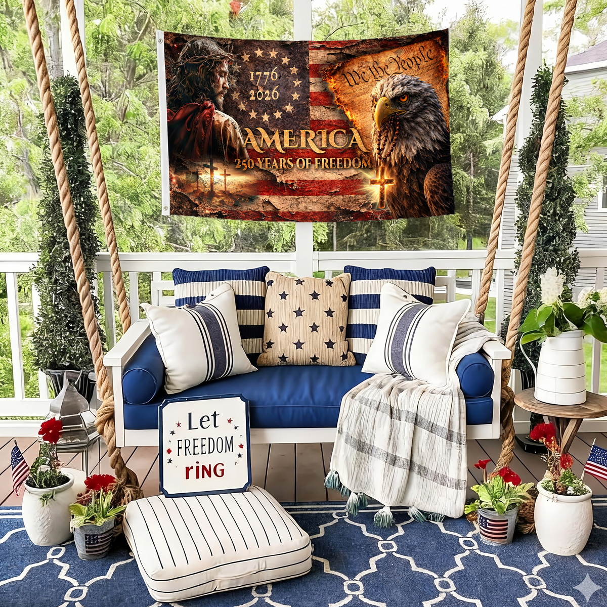 America 250 Years of Freedom Flag | Jesus & Eagle Christian Flags