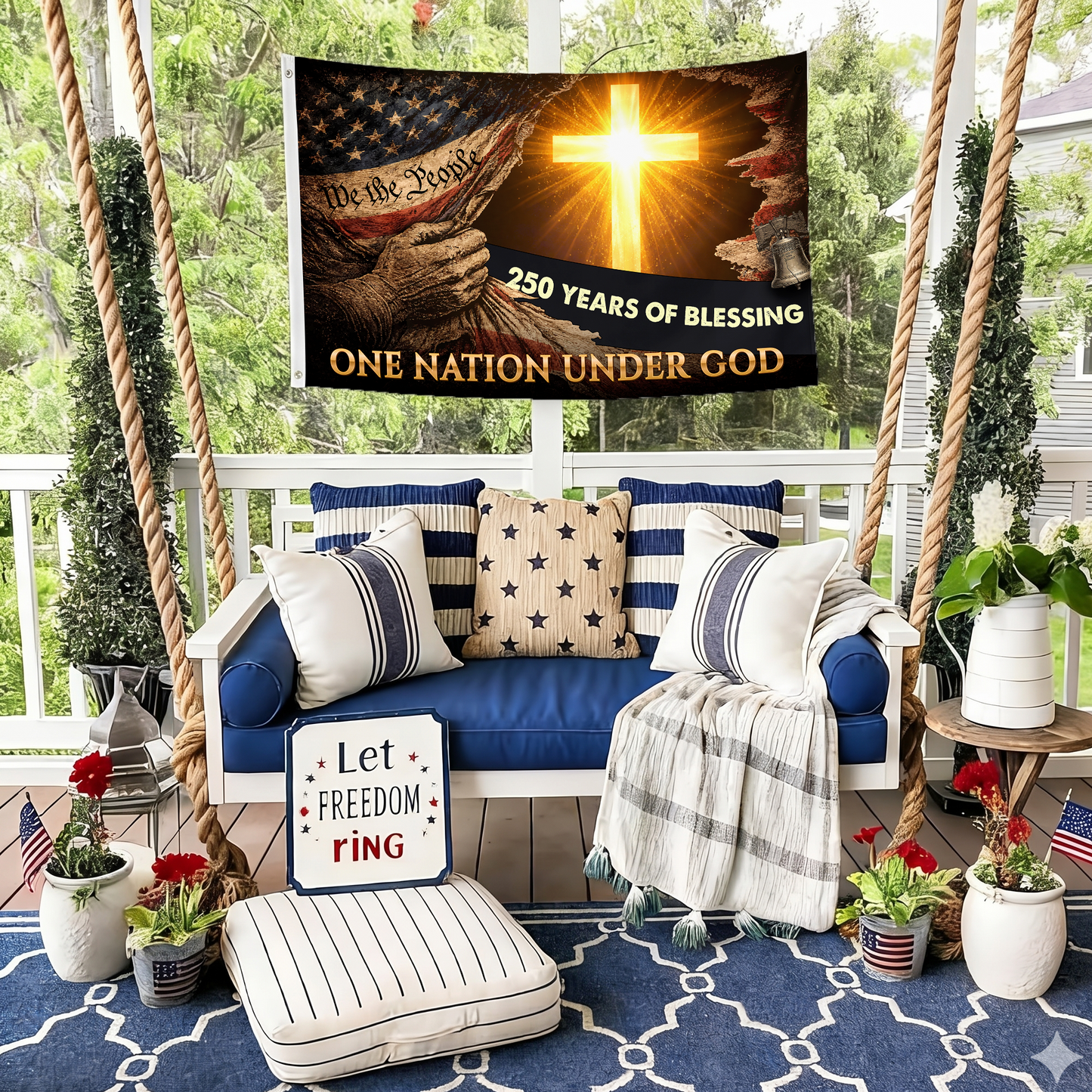 One Nation Under God Flag | 250 Years of Blessing Cross Flags