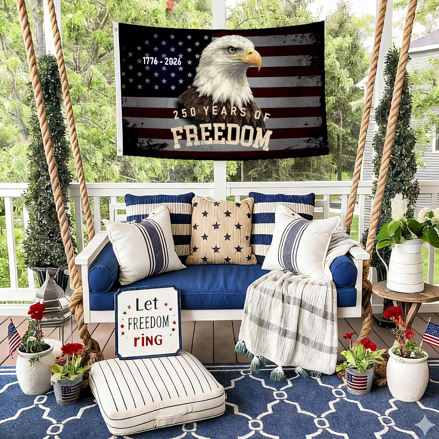 Happy 250th Birthday America Flag | 250 Years of Freedom Vintage Eagle Flags