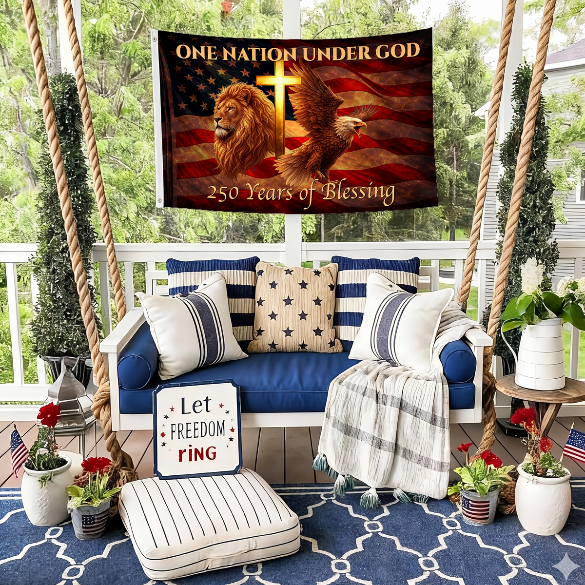 250 Years of Blessing Flag | Lion, Cross & Eagle Patriotic Flags