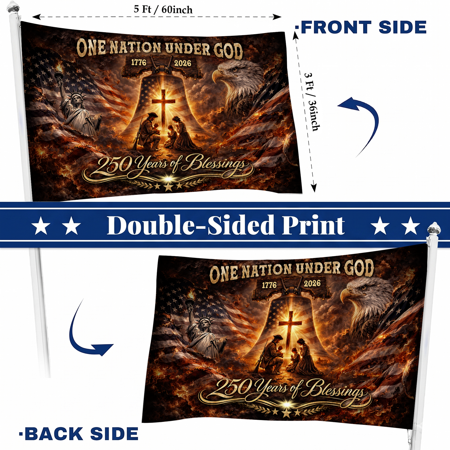 One Nation Under God Flag | 250 Years of Blessings Christian Flags