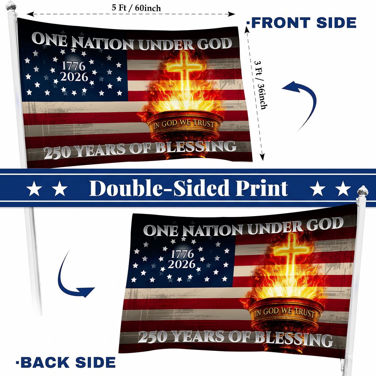 250 Years of Blessing Flag | In God We Trust Patriotic Flags