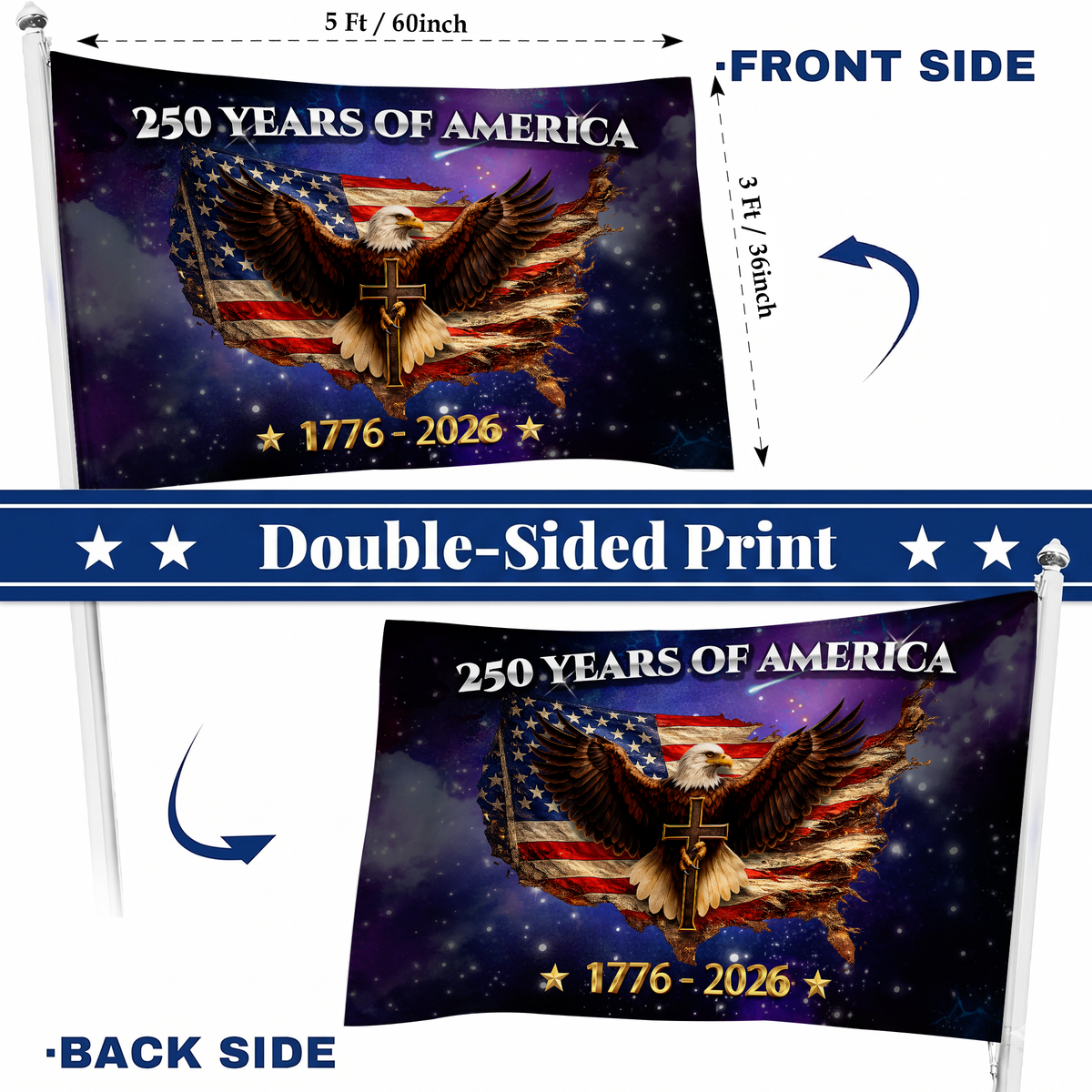 250 Years of America Flag | 1776-2026 Eagle Cross Flags