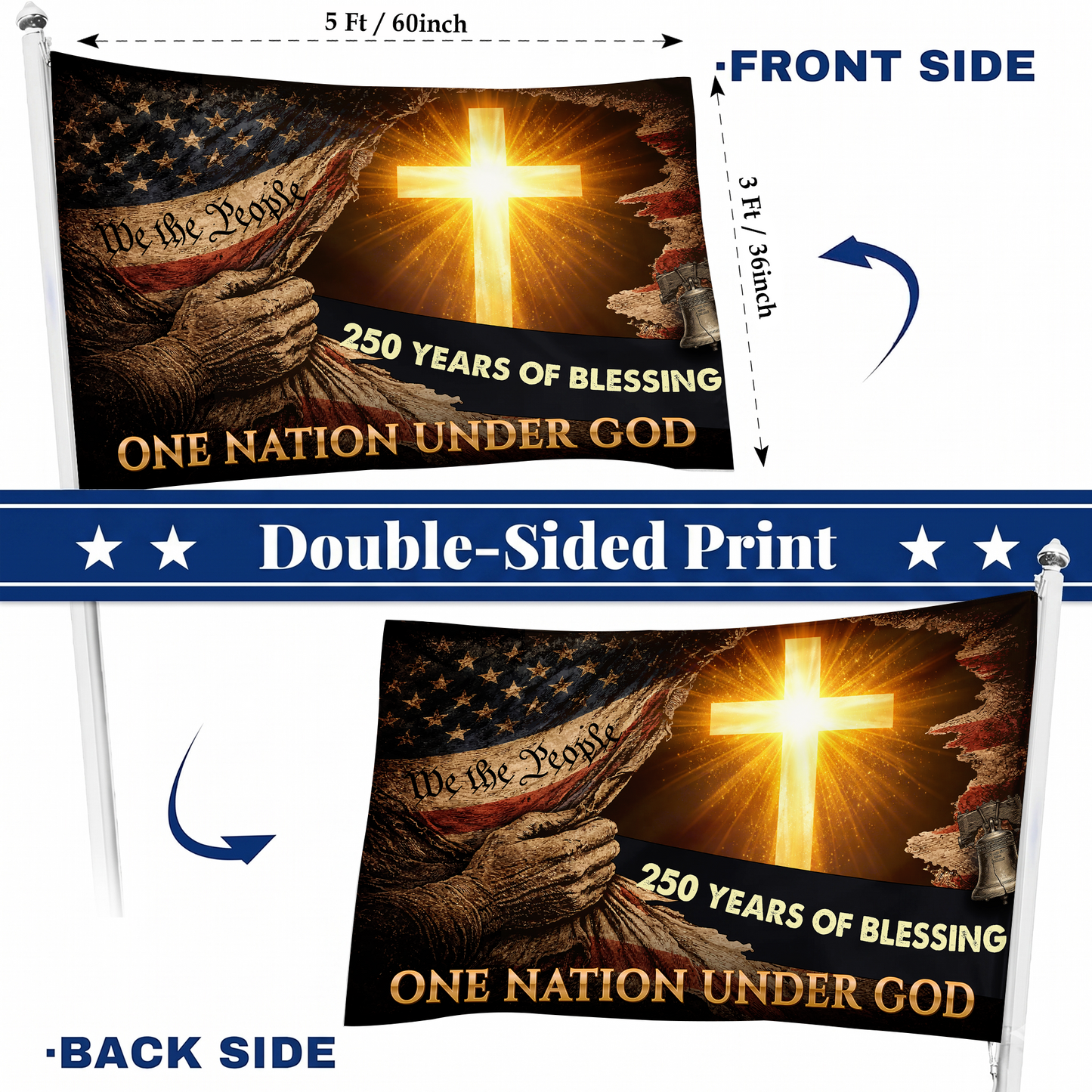 One Nation Under God Flag | 250 Years of Blessing Cross Flags