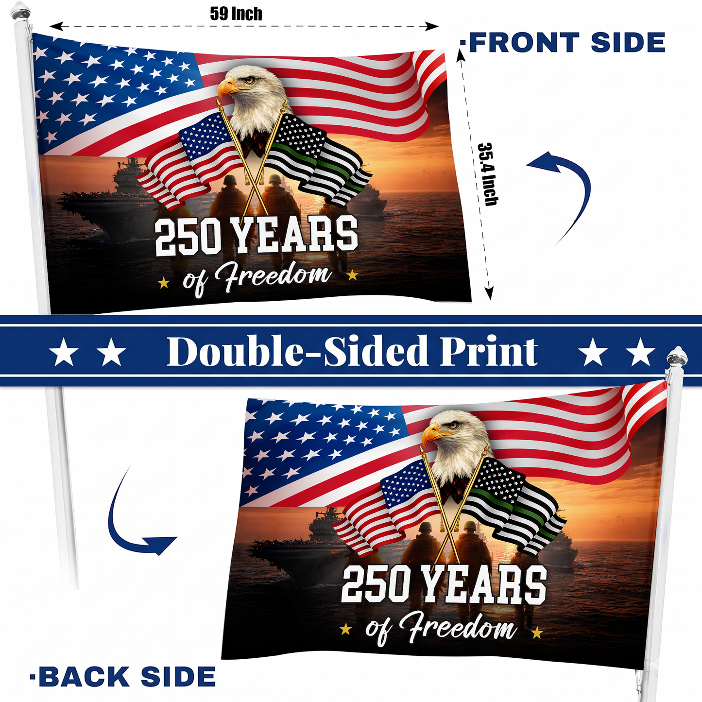 America 250th Anniversary Flag | Navy & Veteran Freedom Flags