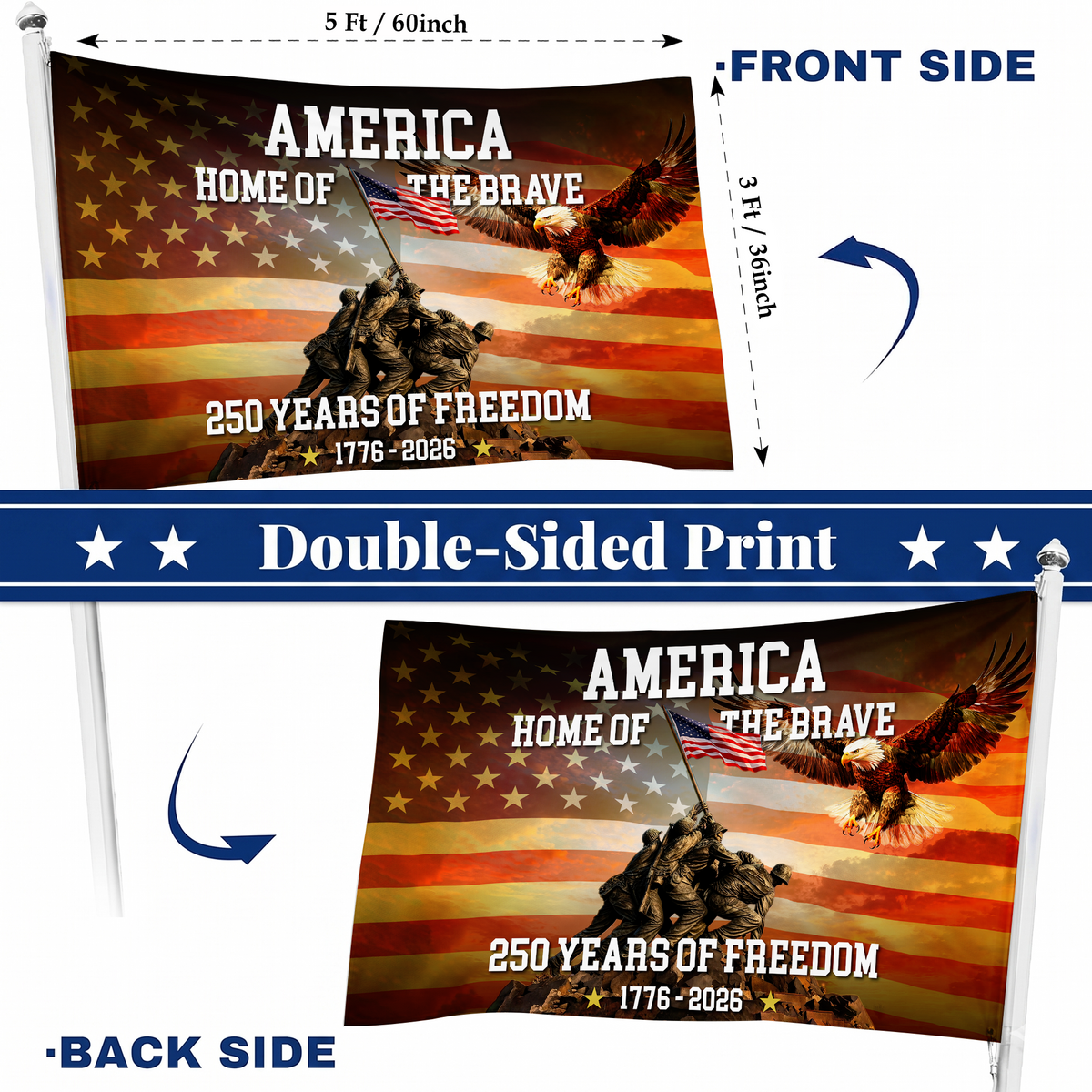 America Home of the Brave Flag | 250 Years of Freedom Military Flags