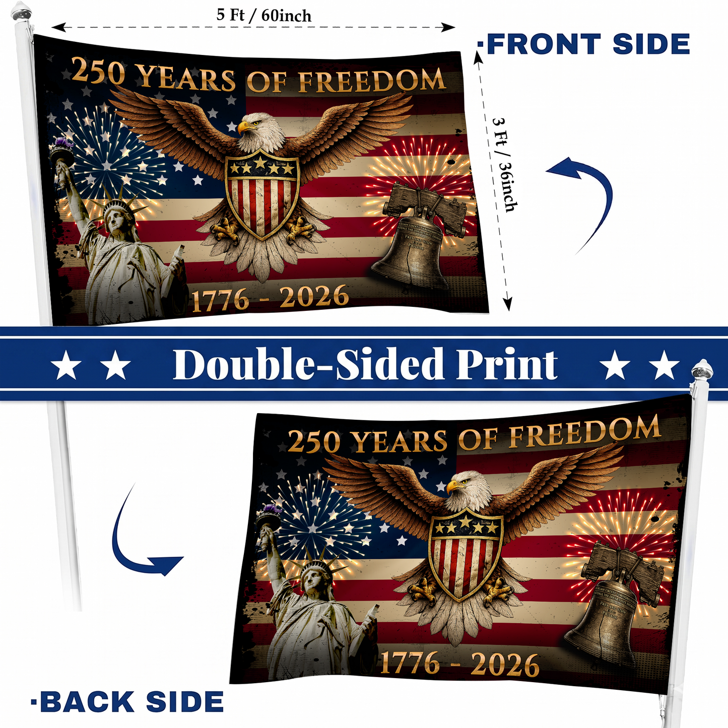 250 Years of Freedom Flag | 1776-2026 Eagle & Liberty Bell Flags