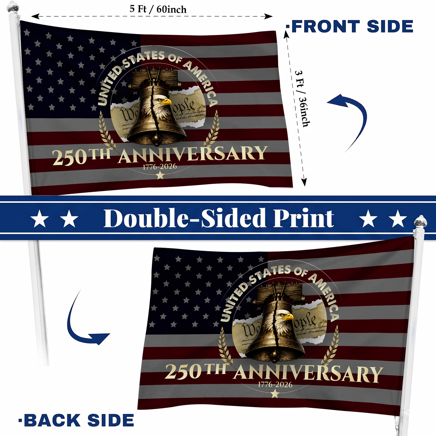 United States 250th Anniversary Flag | Liberty Bell Eagle Flags
