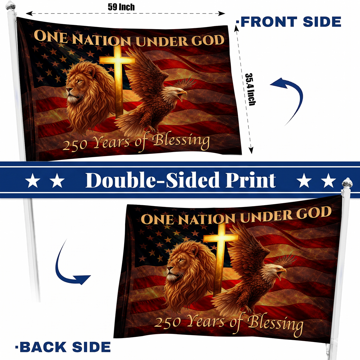 250 Years of Blessing Flag | Lion, Cross & Eagle Patriotic Flags