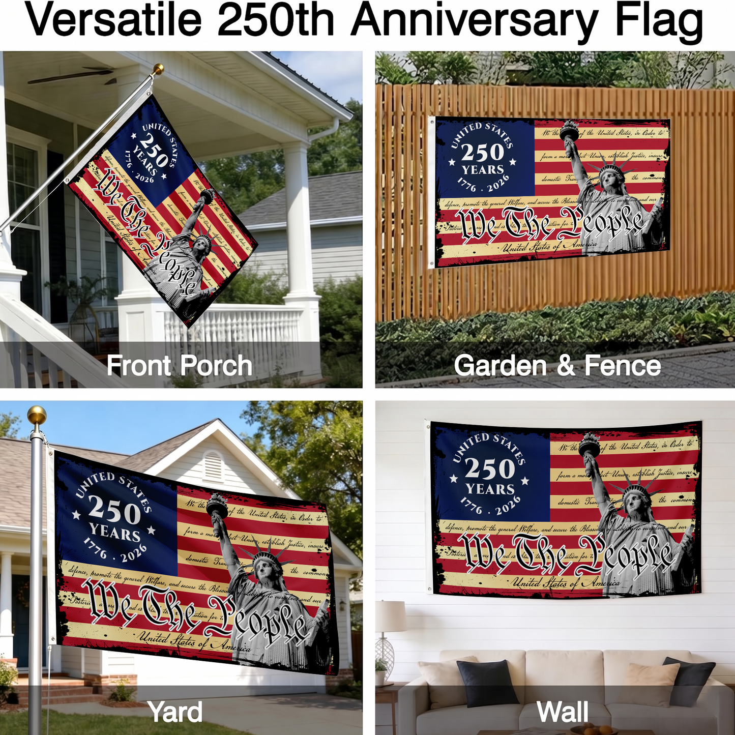 United States 250 Years Flag 1776-2026 | We The People Patriotic Banner