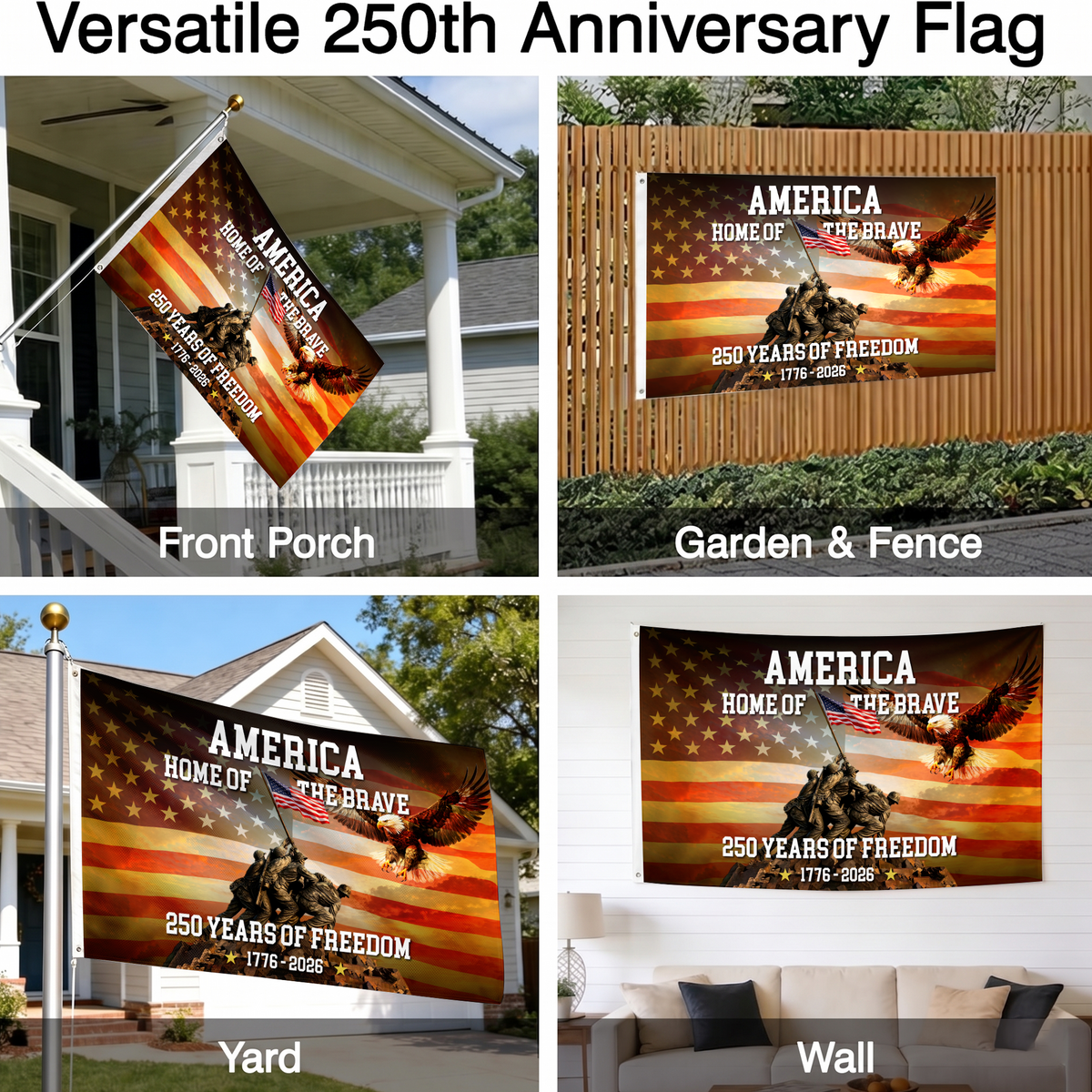 America Home of the Brave Flag | 250 Years of Freedom Military Flags