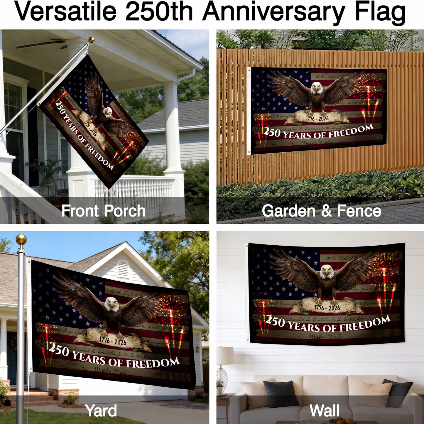 250 Years of Freedom Flag | Happy 250th Birthday US Patriotic Decor