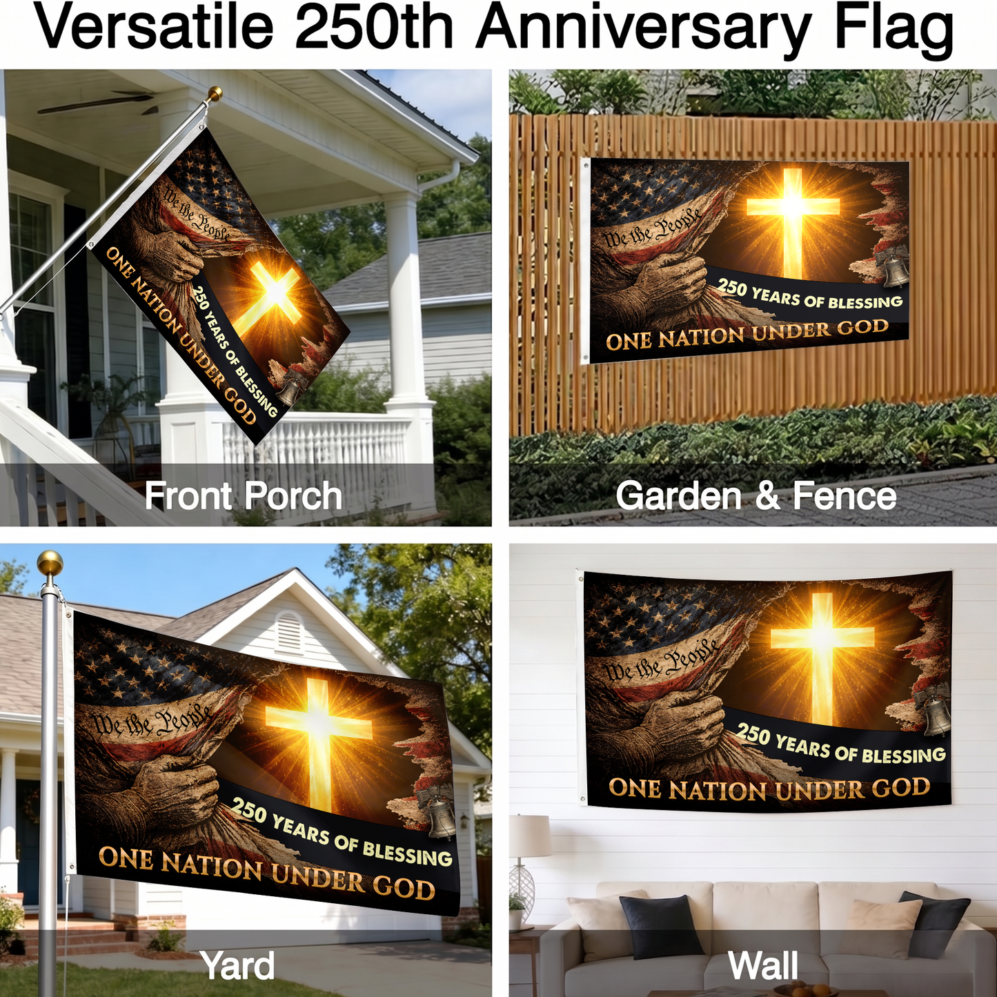 One Nation Under God Flag | 250 Years of Blessing Cross Flags